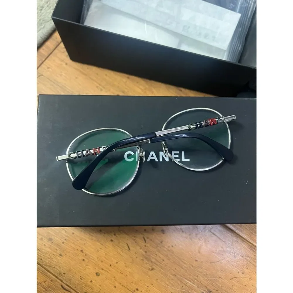CHANEL Round Silver Metal Frame Glasses sunglasses frame